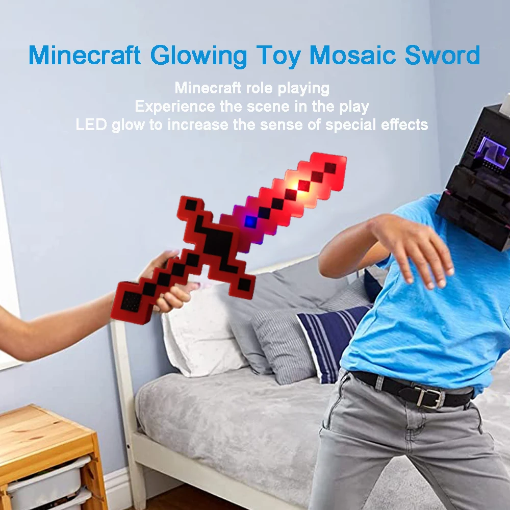 Алмазный пиксельный меч мигающий цветной мозаичный ритм светящийся меч для вечеринки со светодиодной подсветкой светящийся разноцветный светящийся детский игрушечный красный зелёный синий сила пластик