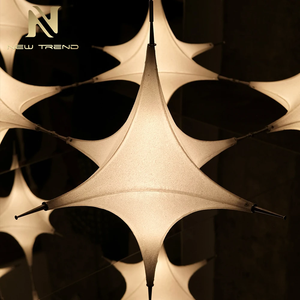 CPL-483 Custom Fabric Modular Chandelier – Height-Adjustable Contemporary LED Art Installation for Double-Height Lobby