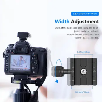 NEEWER Metal 50mm Quick Shoe Base Clamp and QR Plate with Bubble Level and Adjustable Lever Knob, Compatible with Arca Swiss detail image