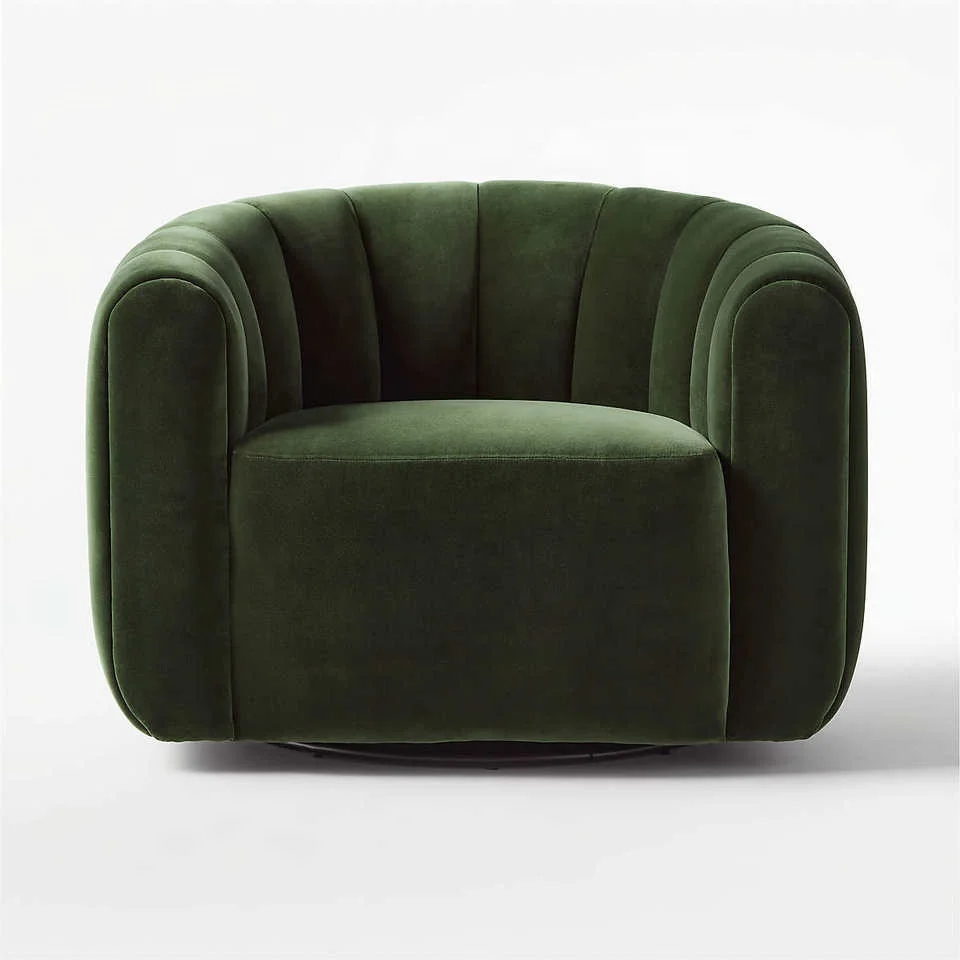 Velvet Swivel Accent Chair Channeled Single Sofa Luxury Occasional Armchairs Living Room Event Rental Use