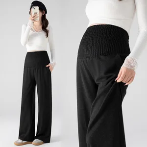 Maternity Outerwear Pants with Glutinous Rice Texture Casual Straight-Leg and Wide-Leg Designs Draping Effect