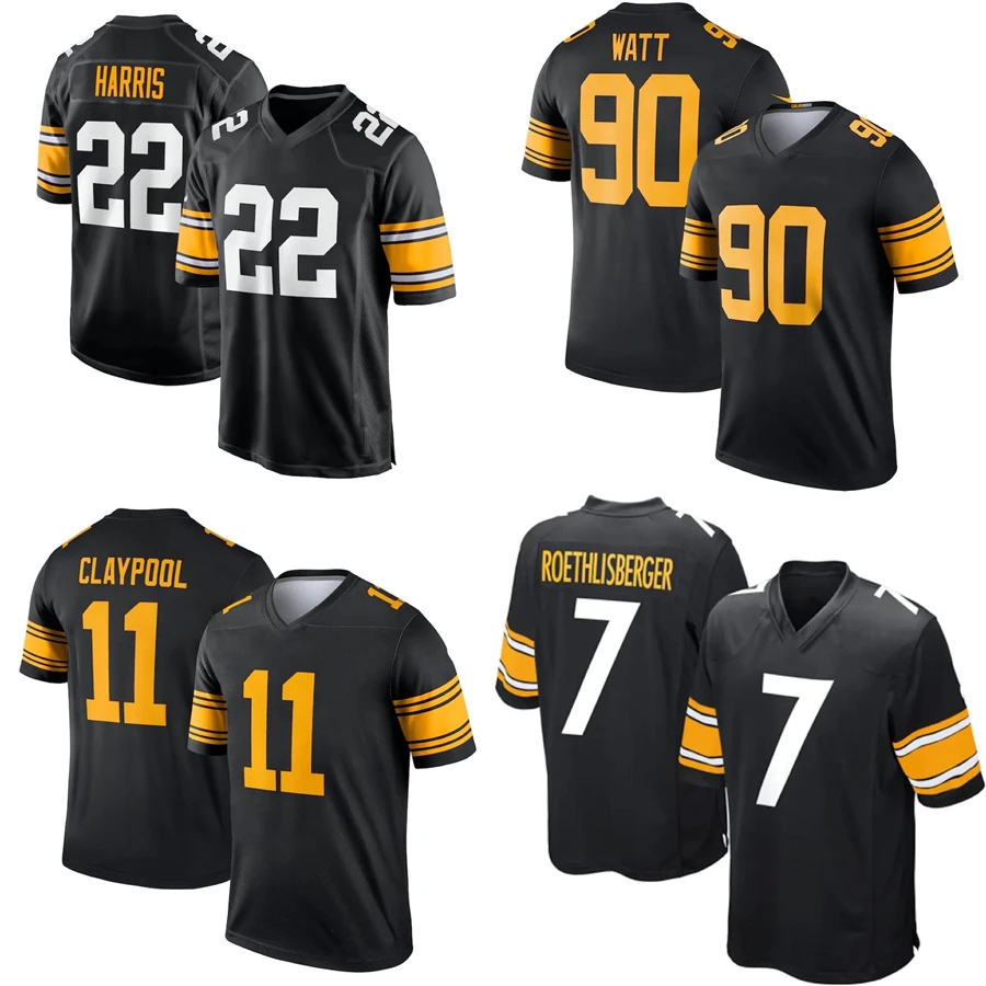 Wholesale Custom Pittsburgh City Team Club Uniform Stitched American  Football Jersey Steeler Black Game 22 Harris 90 Watt 11 Claypool From  m.