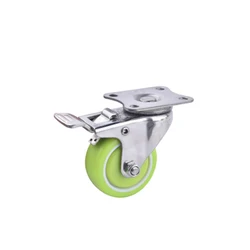 Green PU Foam Light Duty Plastic Toy Polyurethane Castor Stainless Steel Wheels Caster NO 4