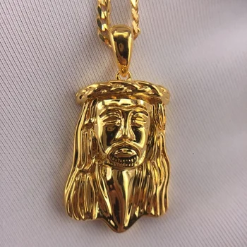 Customized Pure 18k Yellow Gold Religious Character Pendant Necklace Chains