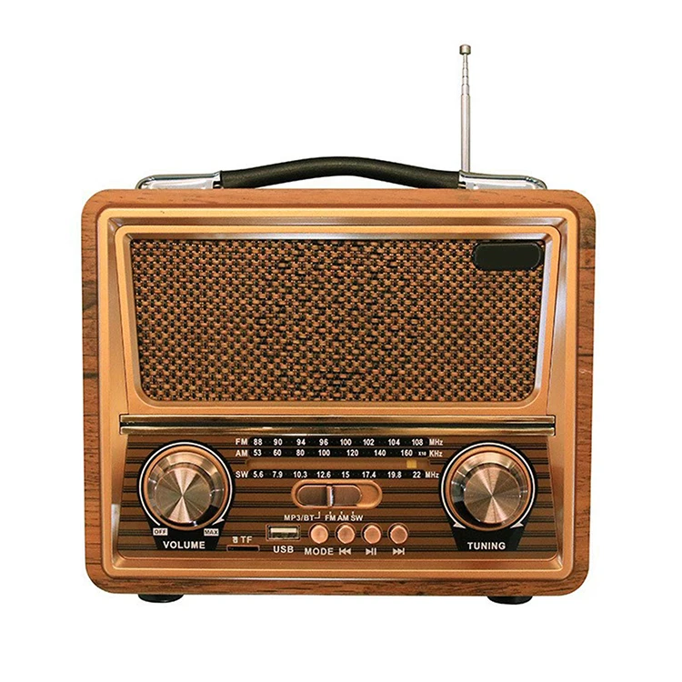 R-2055BT レトロヴィンテージ ポータブルFMラジオ スピーカー付き