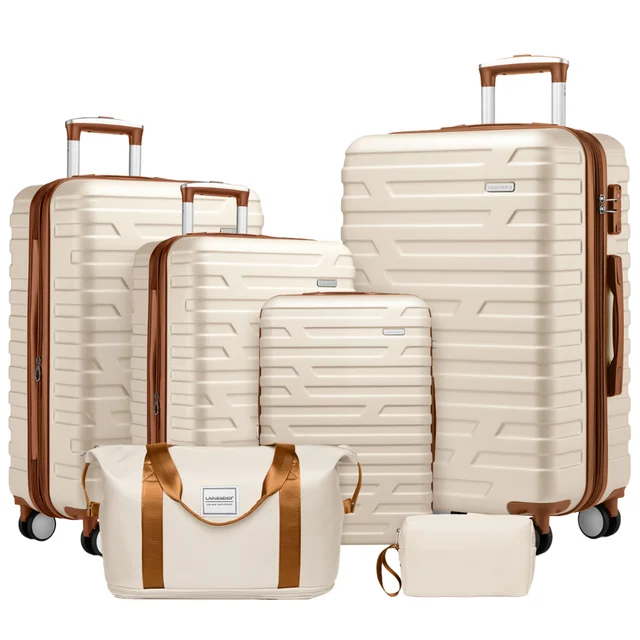 6-Piece ABS Luxury Travel Luggage Set 7/12/16/20/24/28 Inch Fashionable Bags Durable Exclusive Design Hot Sale Woman's Beauty