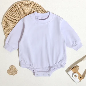 Various Colors Available Infant Bodysuit Long Sleeves Sweatshirt With Snap Button Closure Unisex Baby Romper