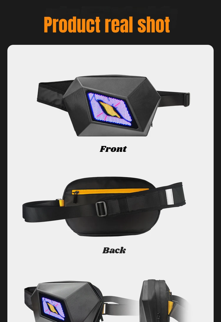 Outdoor 5V Blue-tooth LED LOY Knight Pack Screen Waterproof LED Cycling Crossbody Bag Devil's Eye Backpack  LOY mini