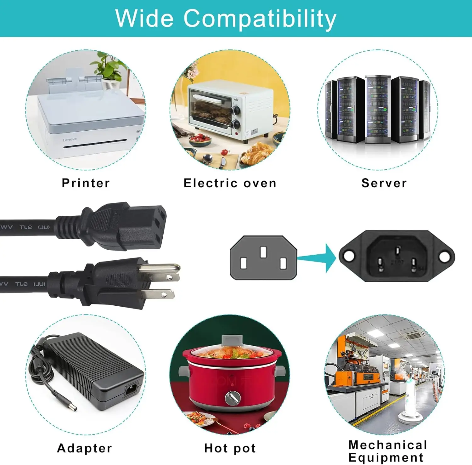 YILUN High Quality 220v USA Ac Power Cord 3 Pin Plug Pc Projector ...