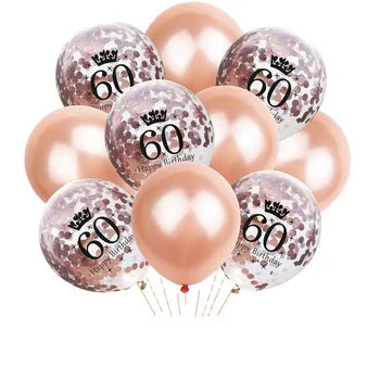 women gifts Rose Gold 60th Birthday Decorations Party Supplies foil Happy Birthday Banner 60 Number and Confetti Balloons