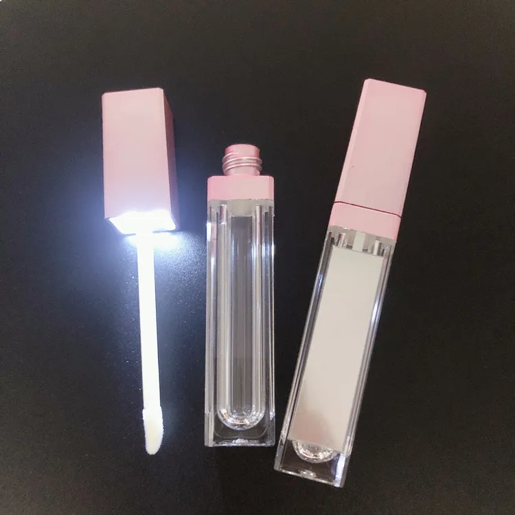The Latest Hot 7 ml LED Light Lipstick Tube Custom Personal Logo Cosmetics Pack Transparent Silver pink Black Lip Tube