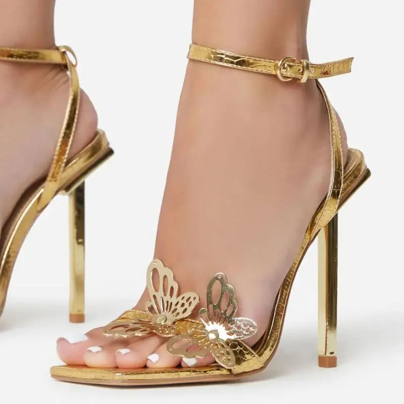 Designer - Pre-loved Crystal Embellished Block Heel Sandals in Leather -  Gold | M.catch.com.au