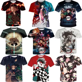New design Custom pattern anime t shirt polyester cotton sublimation shirt demon slayer clothing Tshirt