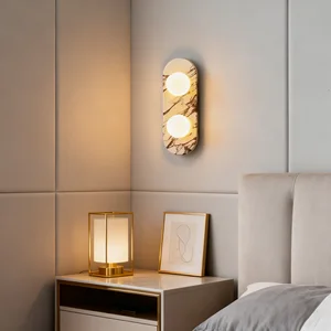 JACKSUN French Marble Wall Lamp Bedside Vintage Entryway Living Room Bedroom Corridor Light Hallway Atmosphere Wall Lamp