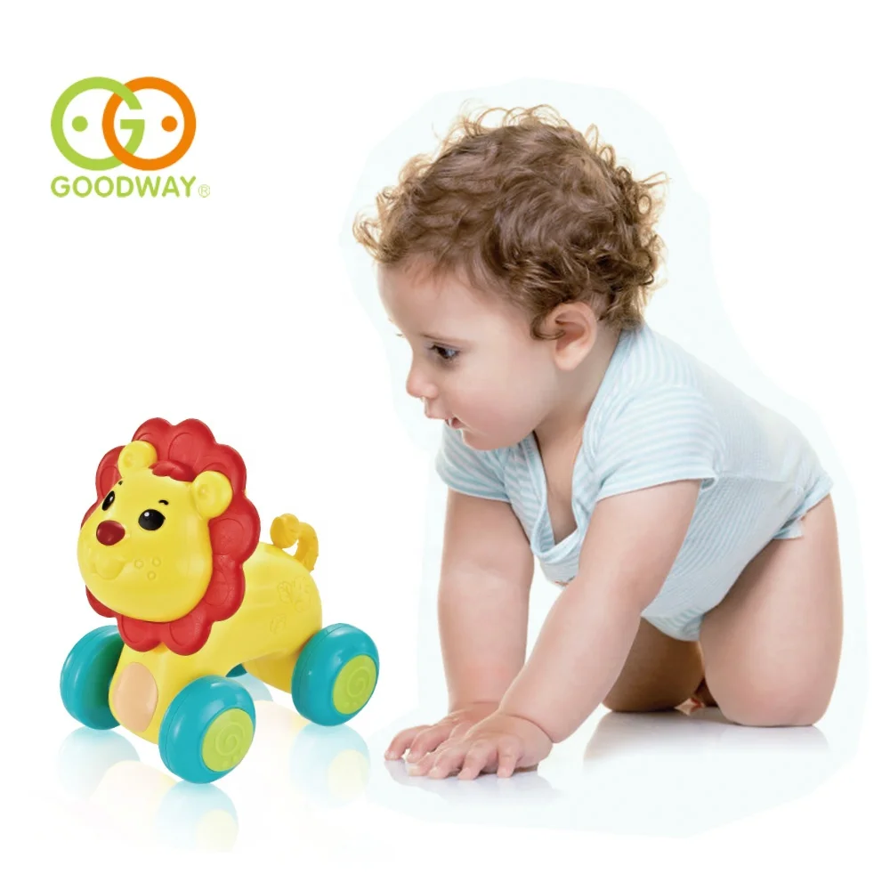 Новый дизайн, развивающая пластиковая погремушка для детей, Обучающие ползание, Мультяшные автомобильные игрушки с львом и животными