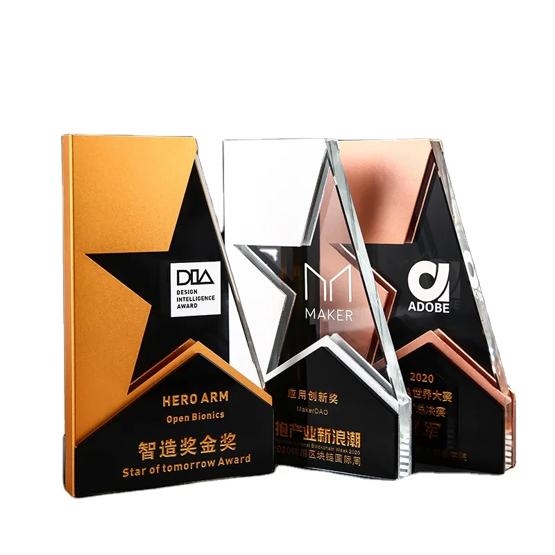 2023 customised new design crystal award trophy for business souvenir