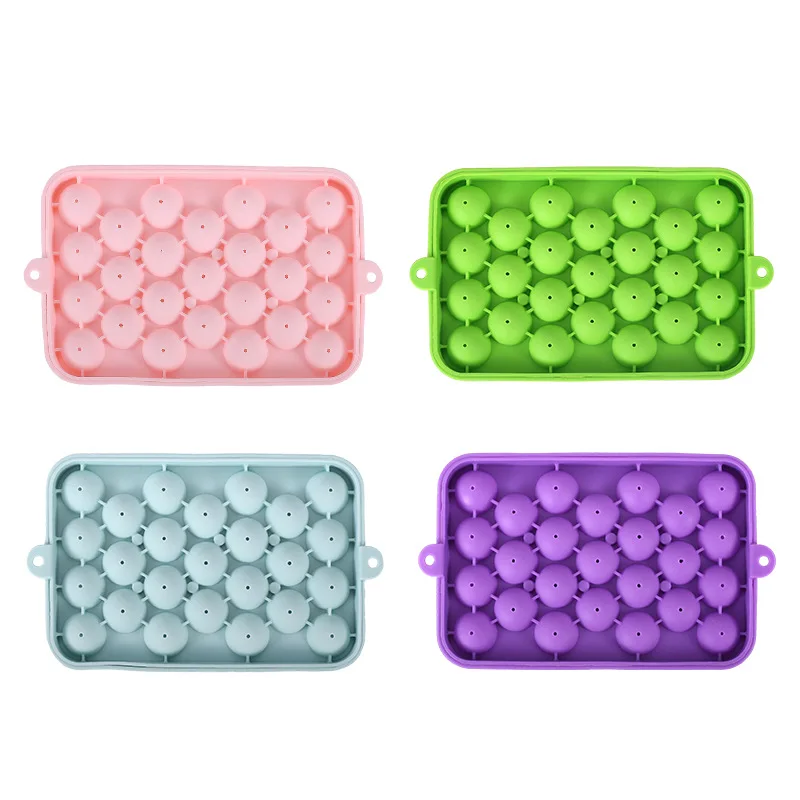 25 Grid Silicone Ball Ice Cube Mold with Easy Demold Fruit Round Ice Ball Mold Eco-Friendly and with Lid