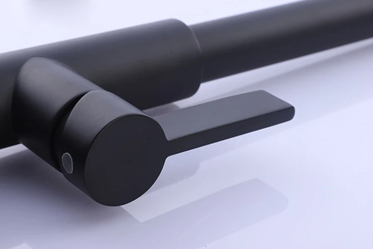 Grifo de latón negro para cocina, grifo abatible