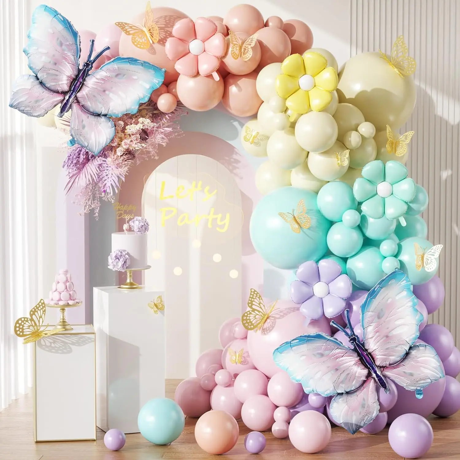 Latex Balloons Arch Garland Kit Pastel Purple Green Yellow Pink Orange Balloon for Birthday Party Decorations