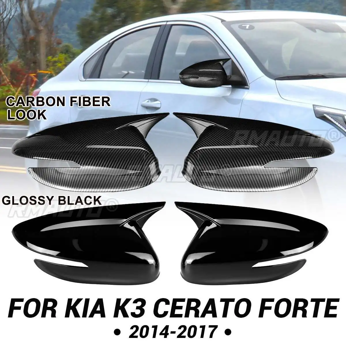 Red Left Side Rearview Mirror Cover Cap For Kia K3 / Forte 2019-2023 – Painted Plastic