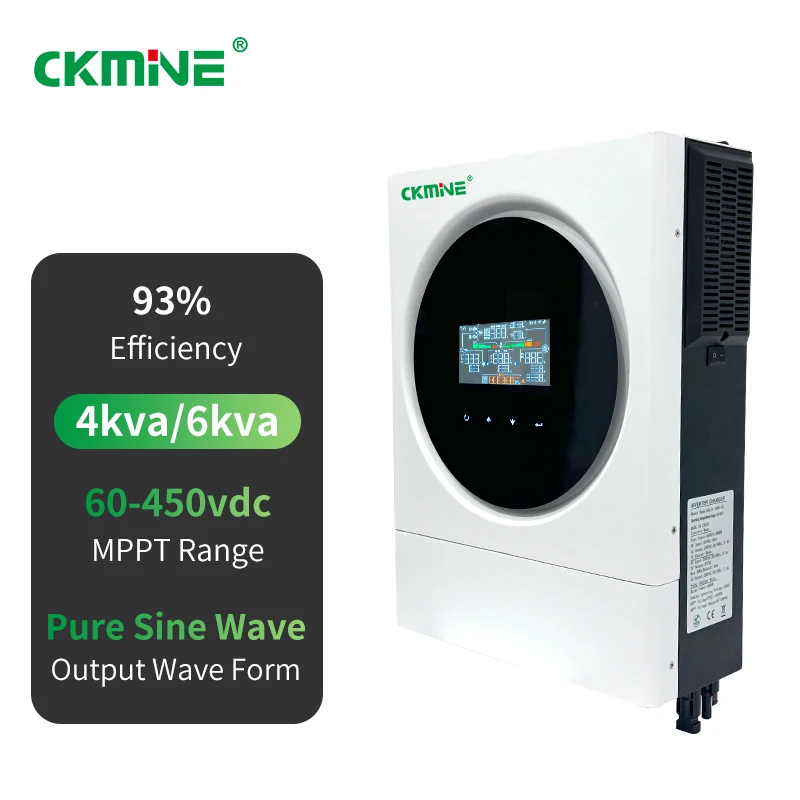 CKMINE Inverter Solare Ibrido 220V 230V Doppia Uscita 6kW 48V Fase Singola MPPT per Energia Domestica