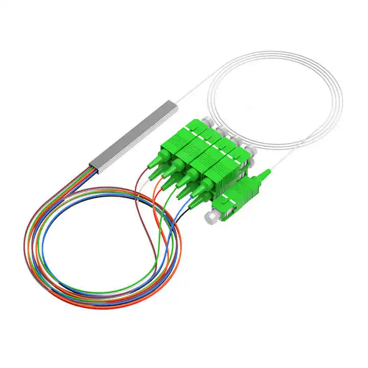 ขั้วต่อ SC Mini PLC Optical Fiber Splitter 1x2 1x4 1x8 FTTH Fiber Optic Cable PLC splitter สำหรับเครือข่าย PoE FTTX TCP 4G