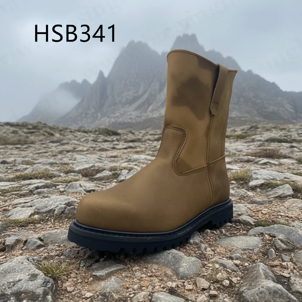 HY, Stivali da minatore ad altezza alta per estrazione carbonifera, con puntale in acciaio inserito, stivali di sicurezza per la produzione energetica, impermeabili, stivali da lavoro con suola in gomma Goodyear, codice HSB341
