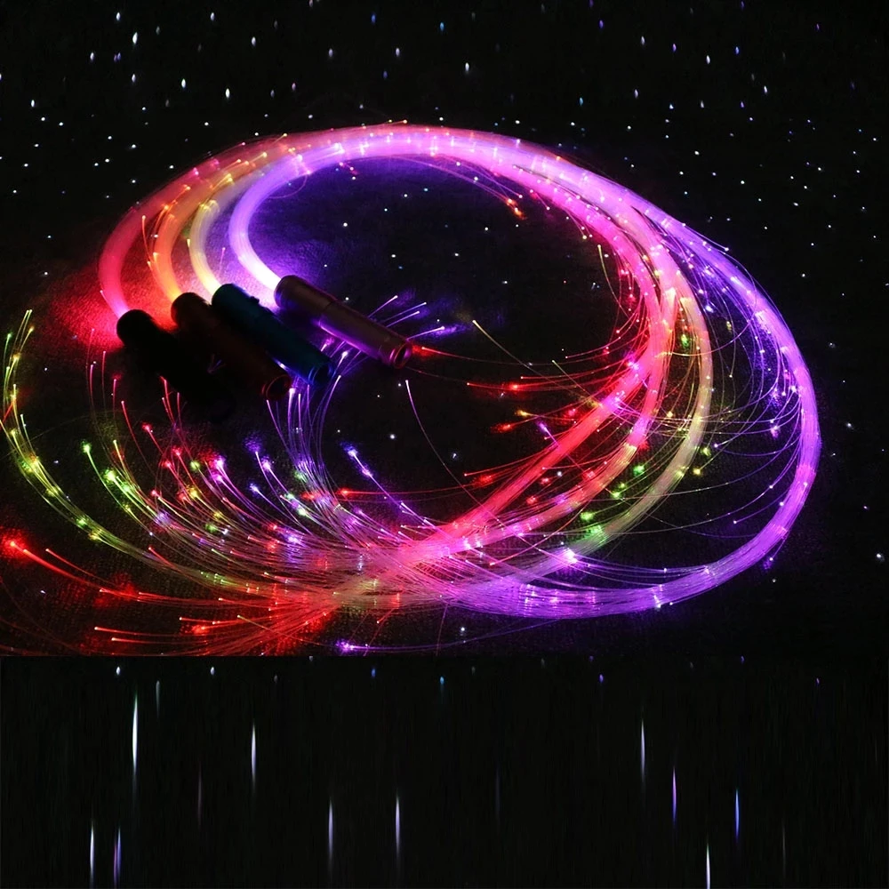 LED волокно оптическое кнут Одноцветный 360 градусов танцевальное пространство кнут супер яркий блеск хлыст для вечеринок светодиод показывает музыкального фестиваля