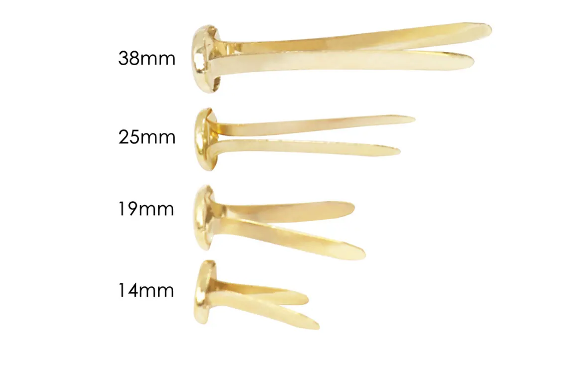 Paper Fasteners Brass Plated 13mm 20mm 25mm 30mm 40mm 50mm Split Pin 50 100  500