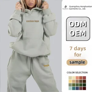 Custom Logo Active Workout Fleece Pullover Sweatshirts Cotton Heavyweight Oversized Cotton Hoodie for Women