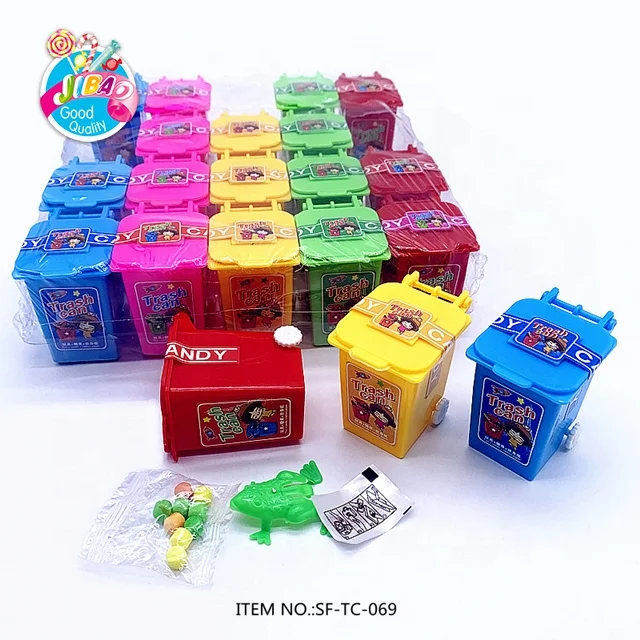 new type plastic colorful mini cartoon trash cans toy candy