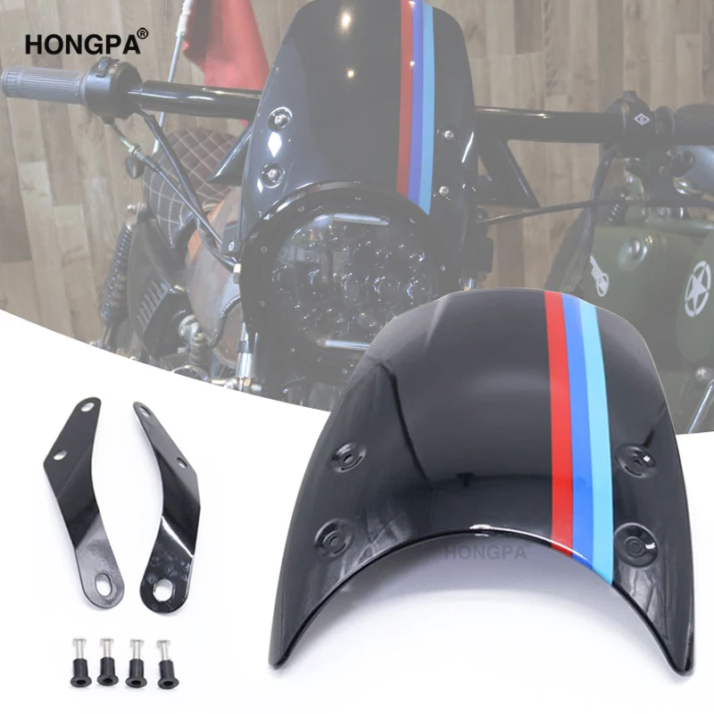 Лобовое стекло для мотоцикла HONGPA из АБС-пластика, ветровое стекло для скутера, ветрозащитный передний экран для piage bobber Chopper cafe racer