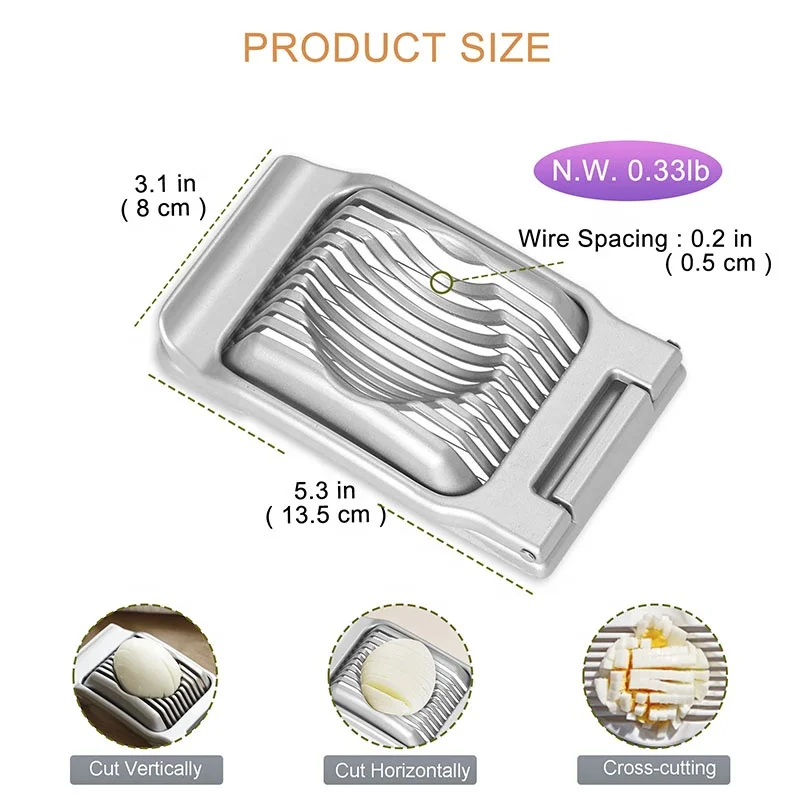 Kitchen Tools Handheld Metal Egg Cutter Stainless Steel Wire Egg Slicer for Hard Boiled Eggs