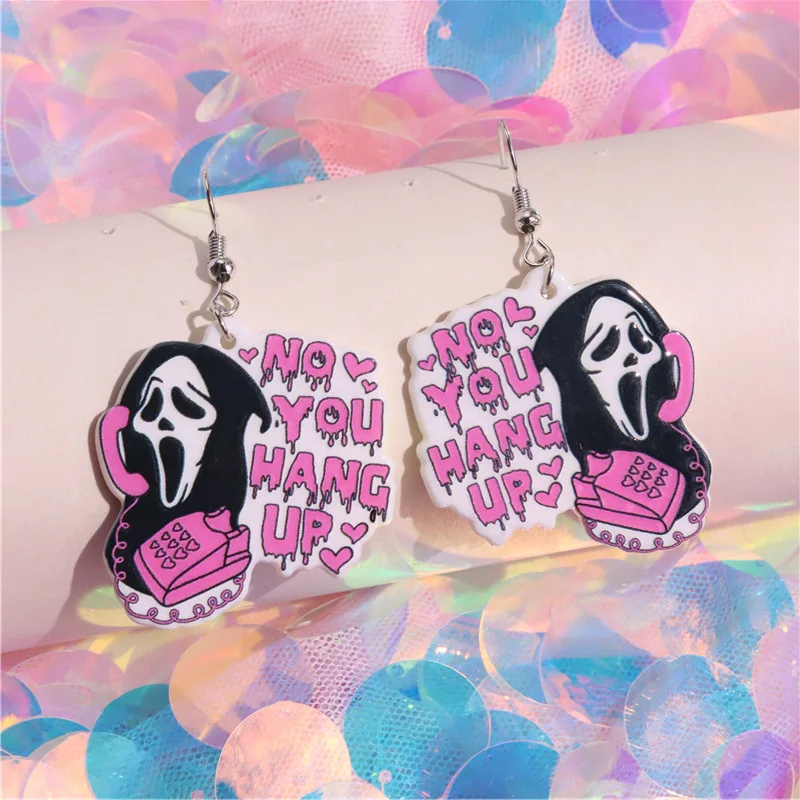 Free sample wholesale Halloween funny styles plastic earrings Christmas horror personality custom acrylic earring factory