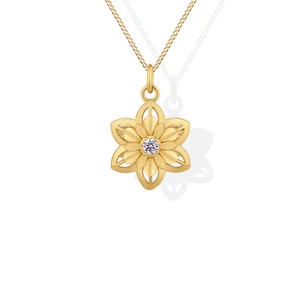 Original Design 18k Gold Plating Lotus Pendants Cubic Zirconia Charms Pendant for Necklace or Bracelet Jewelry Making