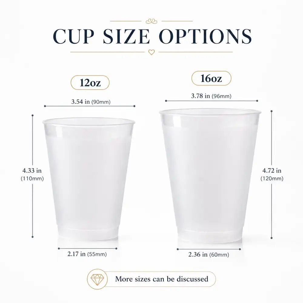 Custom Logo Frosted Wedding Bar Cups Disposable PP 12oz 16oz Plastic Cups  for Cocktail Drinking| Alibaba.com