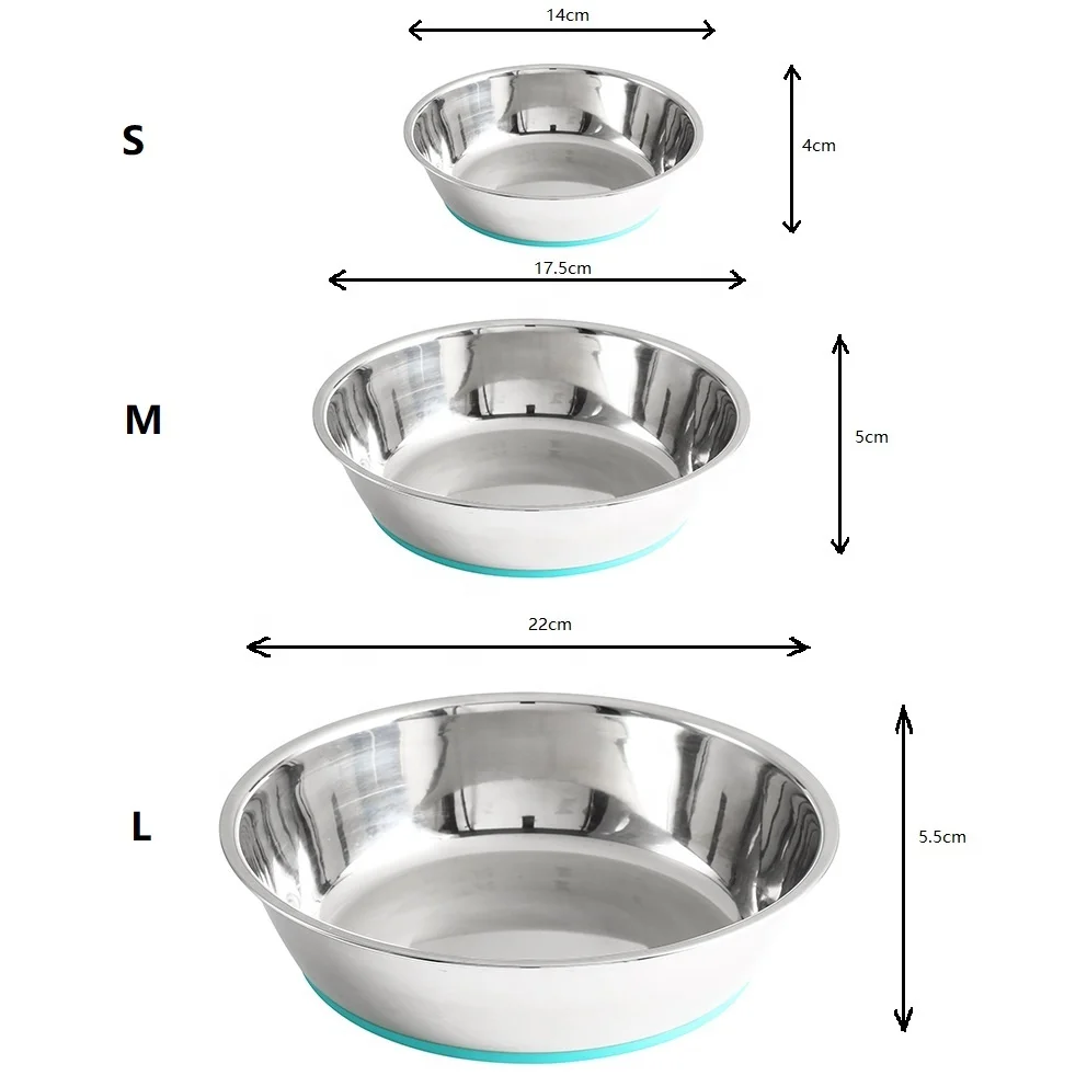 Non Slip Stainless Steel Dog Bowl With Rubber Base Stainless Steel Pet