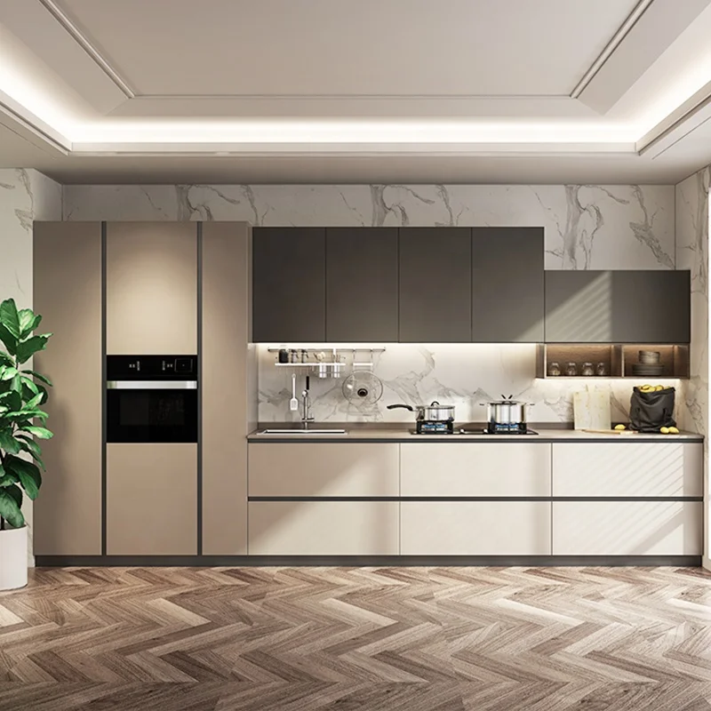 2021 Modern Ready to Made Kitchen Cabinet Finger Pull Out Style Interior Luxury Italian Flat Pack Kitchen