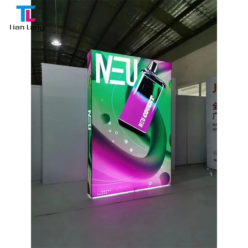 Modern Portable Light Weight Advertising Stand SEG Tension Fabric Light Box Backlit Backdrop Wall Booth Pop Up Display Stand