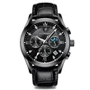 2 Black Case Black Dial Leather Strap