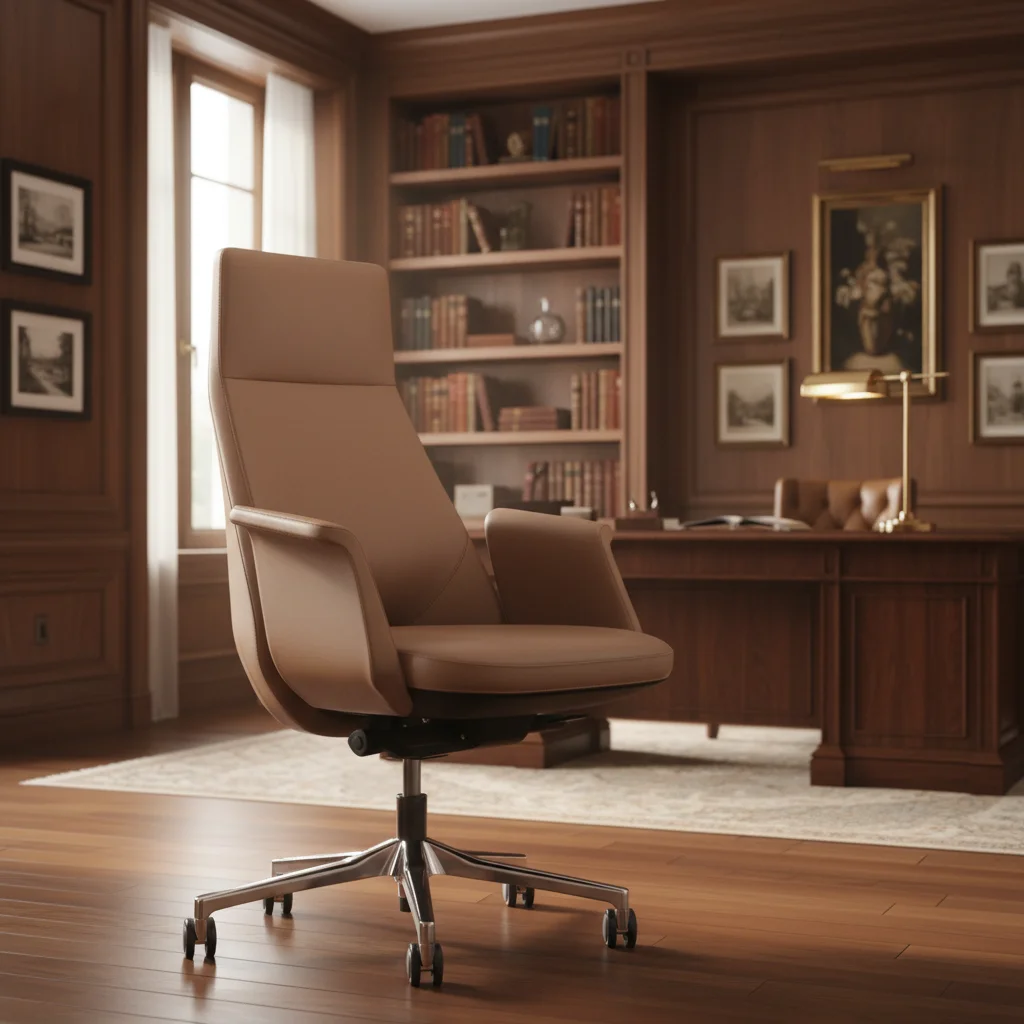 Luxury Modern Ergonomic Leather Executive Office Chair with Aluminium Base 6