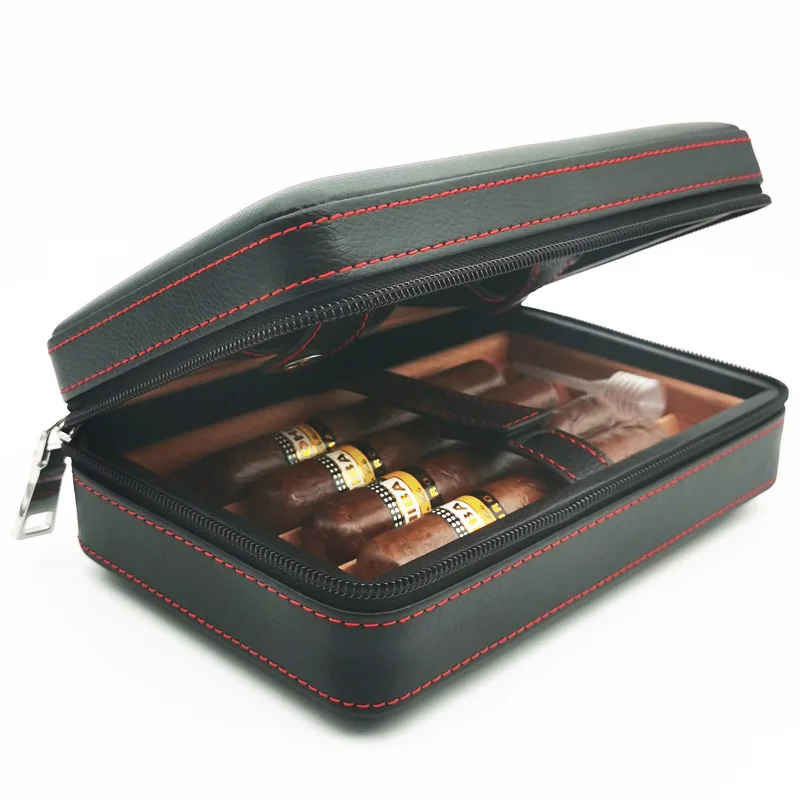 Source Luxury Custom pu leather cigar case portable travel humidor