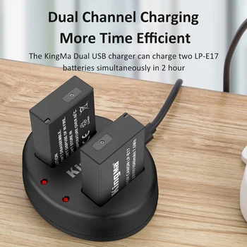KingMa-LP-E17 Camera Battery Dual USB Charger Kit for Canon EOS RP M3 M5 M6 M6 II 250D 200DII 750D 760D 800D 850D 77D Battery detail image
