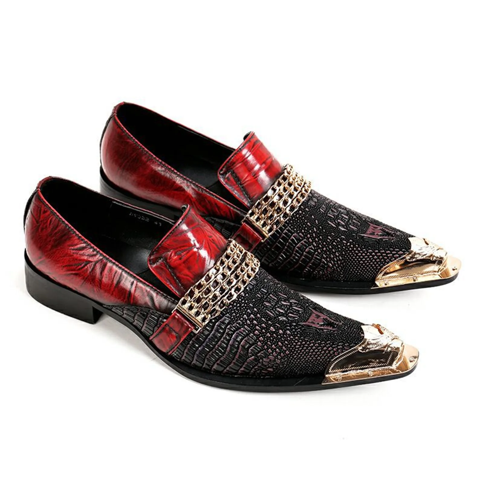 Metal Decoration Metal Pointed Toe Slip on Low Top Men Oxford Loafer shoes for Men