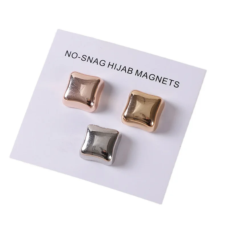Fancy Trend New Multicolor Square Magnet Scarf Hijab Pins Buckle Muslim Women  Magnetic Pins Hijab Jewelry Shawl Brooch Buckles