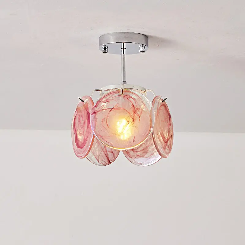 Französisch-stilige Retro-Deckenleuchte aus Eisen und Glas mit LED für Flur, Gang, Balkon, Garderobe und Eingangsbereich – Dekoration im Luxus-Stil