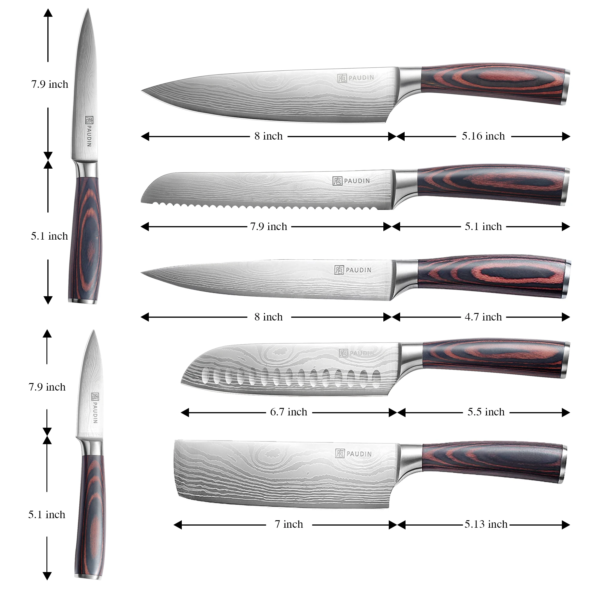 New Arrivals 7pcs Utility Kitchen Knife Set With Ultra Sharp Blade And