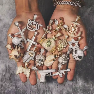 Fine Jewelry Copper Full Bling Custom Iced Out VVS Moissanite Letter Pendant Necklaces Silver/Gold Plated