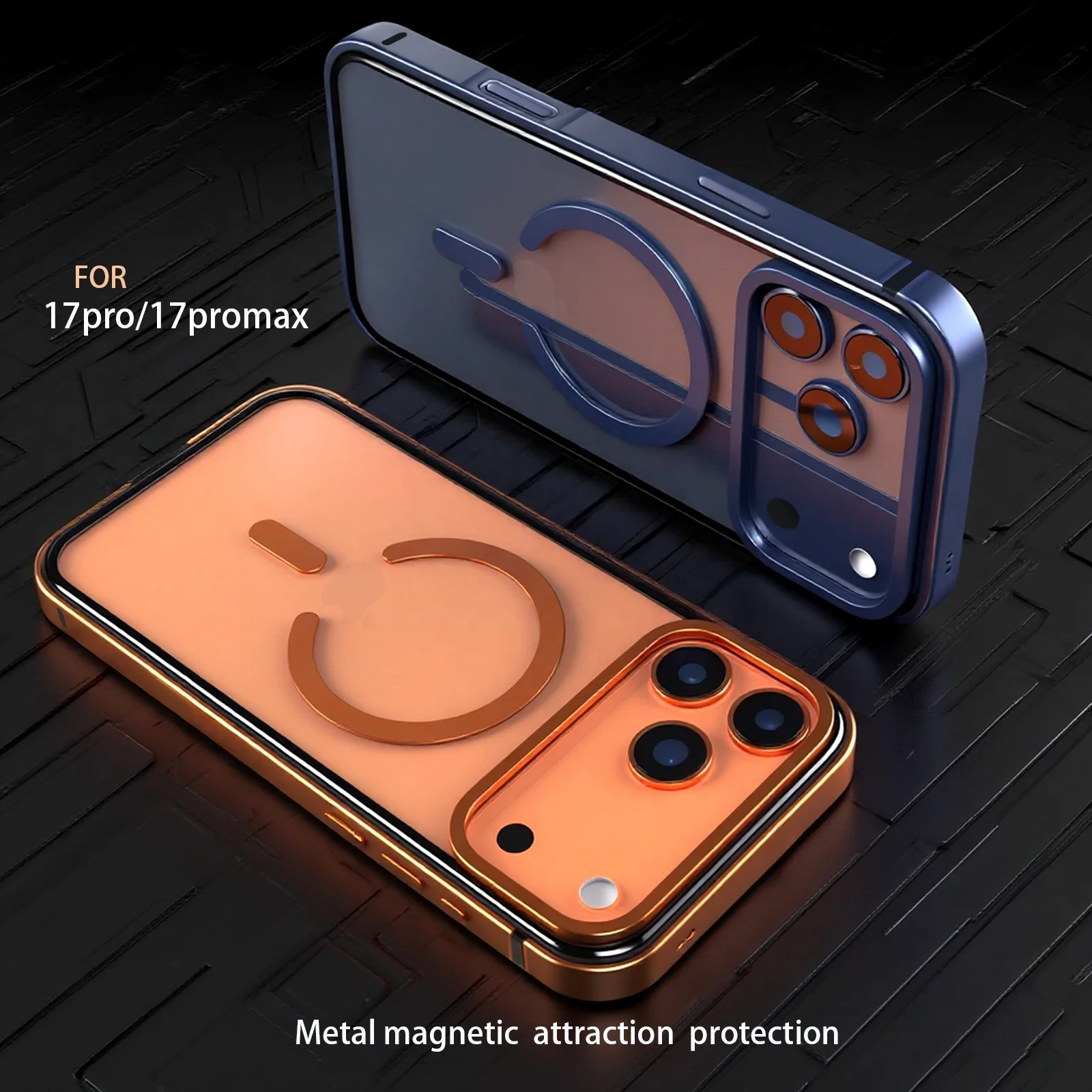 Original Titanium Color Metal Bumper Case for iPhone 17 Pro 17 Pro Max Alloy Silicone Frame Transparent Magnetic PC Back Cover