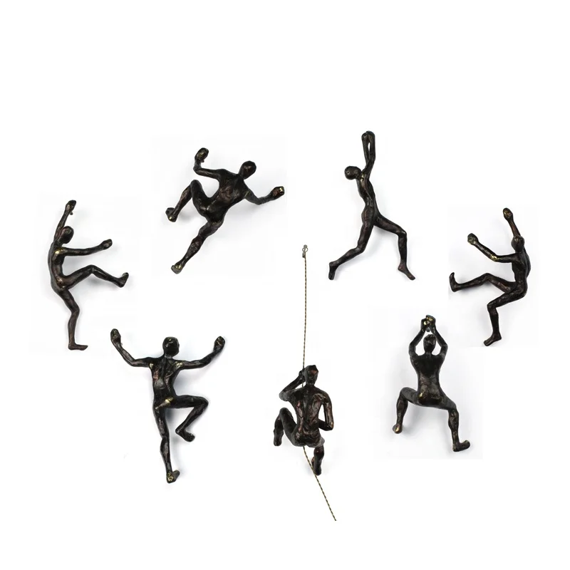 Wholesale 3D Artificial Resin Black Climbing Men Object For Wall Decor